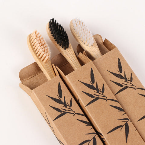 1PC  Eco-Friendly Bamboo Toothbrush w/ Solid Handle, Soft Fibre Brushes for Adult Oral Health
