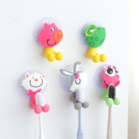 1Pcs Cartoon Suction Cup Toothpaste Toothbrush Rack for Eco Friendly Oral Cleaning Care. Kids Will Find Brushing Fun.